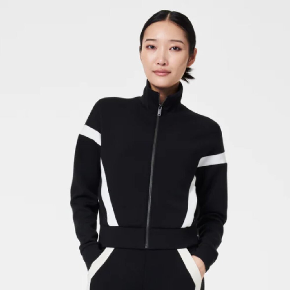 SPANX AIR ESSENTIALS STRIPED TRACK JACKET